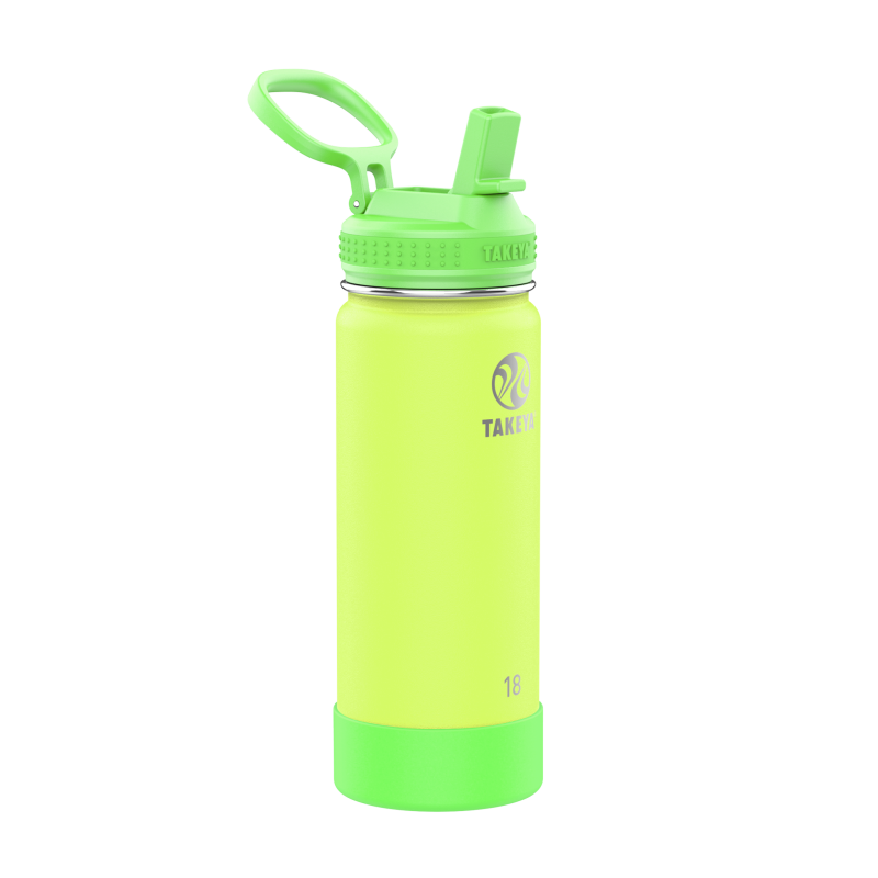 Actives Kids Glow In The Dark Water Bottle With Straw Lid